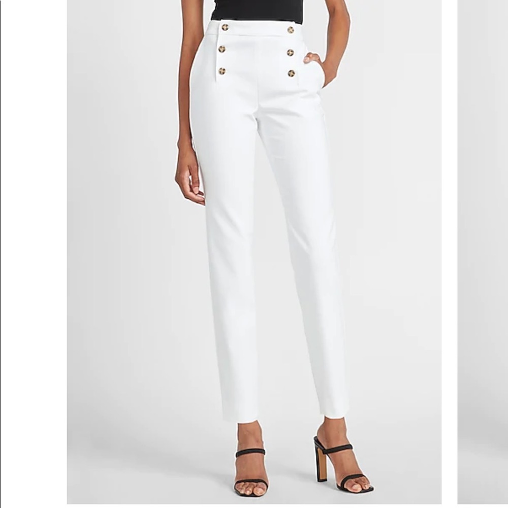 High Waisted White Pants